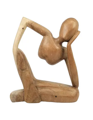Statuette abstraite "Le Penseur" 20cm en bois Brut | Sculpture Moderne