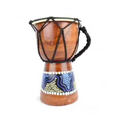 Mini Djembé 15cm - Motif Éthnique Peint à la Main