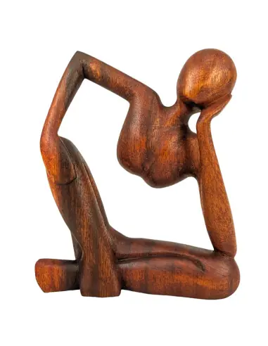 Statuette abstraite "Le Penseur" 20cm en bois | Style Contemporain