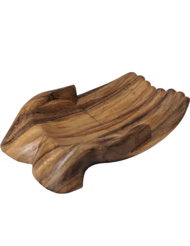 Grand vide-poche forme Mains en bois massif brut