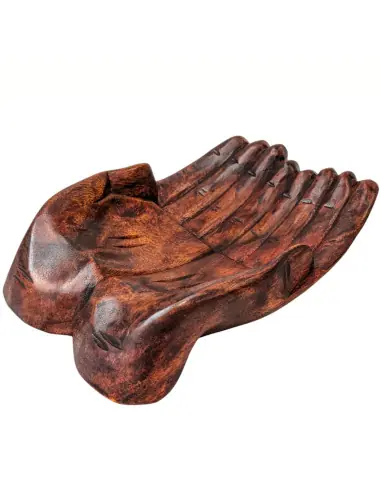 Grand vide-poche forme Mains en bois de suar 30x19cm