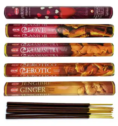 Assortiment d'encens - Bouquet "Aphrodisiaque" 5 parfums / 100 bâtons | HEM