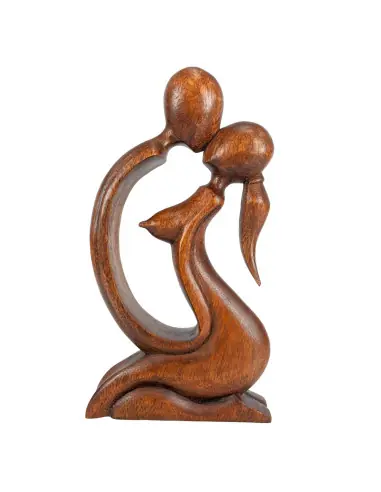 Statue Abstraite "Couple Sensuel" en bois 30cm | Cadeau de Lune de Miel