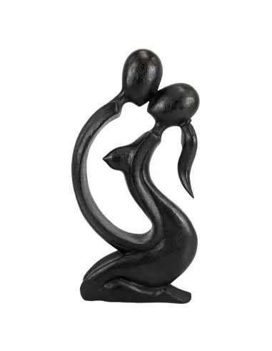 Sculpture 30cm "Couple Sensuel" en bois | Cadeau Coquin