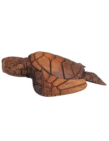 Grande statue Tortue de mer 30cm en bois exotique