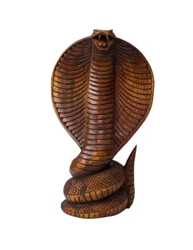 Statue Serpent / Cobra 25cm en bois sculpté