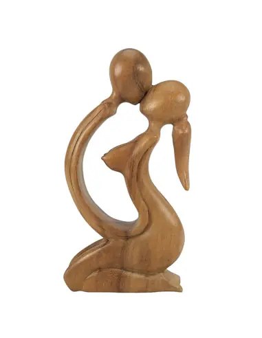 Statue Abstraite "Couple Sensuel" 30cm en bois | Cadeau Aphrodisiaque