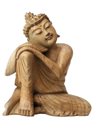 Statuette Bouddha Penseur en bois 20cm | Décoration Balinaise