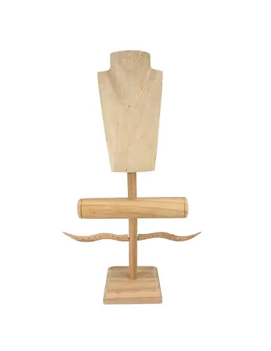 Présentoir à Bijoux pour colliers, boucles, bracelets et montres - bois massif brut