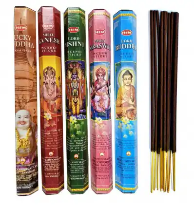 Assortiment d'encens - Bouquet "Bouddhisme Hindouisme" 5 parfums / 100 bâtons | HEM