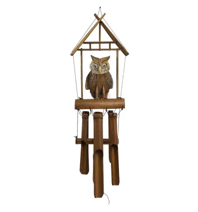 Carillon à vent en Bambou - Hibou en Noix de Coco