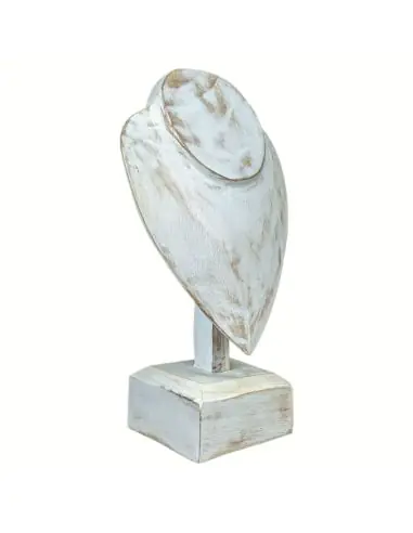 Buste d'exposition Présentoir Bijoux en bois 30cm | Finition "Blanc Cérusé"