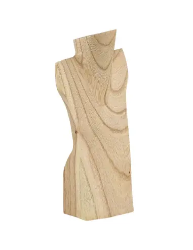 Buste Présentoir à colliers en bois 30cm | Finition "Bois brut naturel"