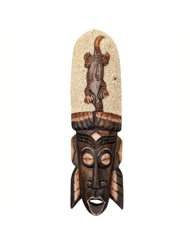 Masque Africain 50cm | Gecko, sable & coquillages Cauris