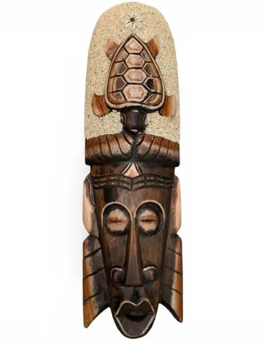 Masque Africain 50cm | Tortue, sable & coquillages Cauris