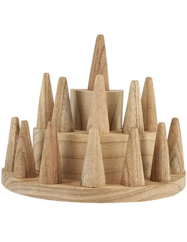 Porte-bagues / Présentoir à bagues (13 cônes) en bois massif brut