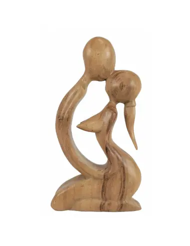 Statuette en bois sculpté "Couple Sensuel" 20cm | Cadeau Amoureux
