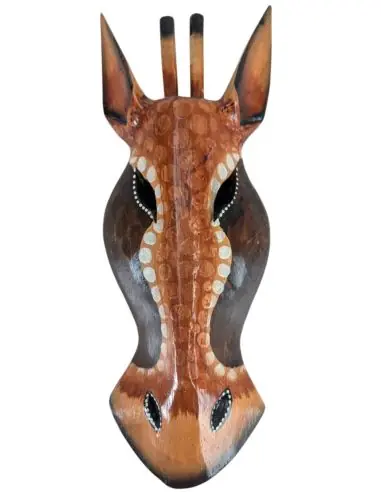Masque Girafe en bois 30cm - Déco ethnique africaine