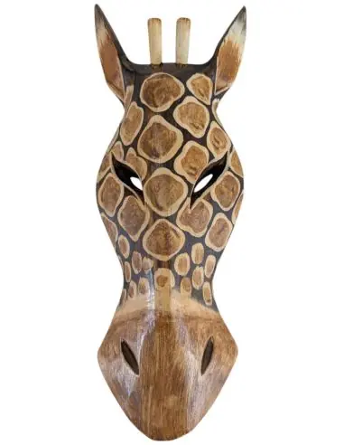 Masque Girafe en bois 30cm - Decoration exotique