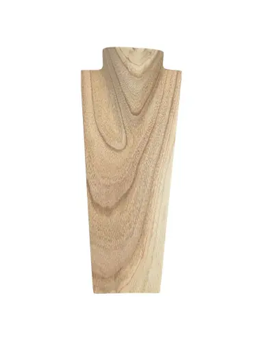 Buste Présentoir à colliers en bois 35cm | Finition "Bois brut naturel"