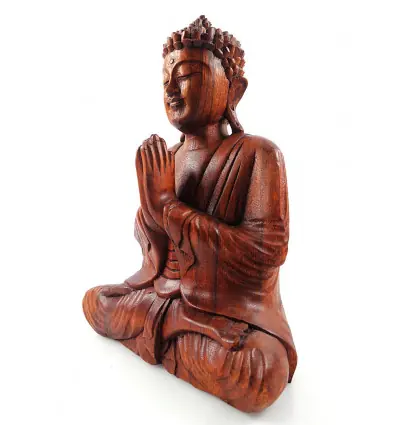 Sculpture de Bouddha assis en bois 30cm | Décoration Bouddhiste