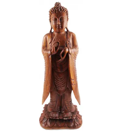 Grand Bouddha debout 60cm en bois sculpté | Artisanat de Bali