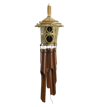 Carillon à vent en Bambou - Nichoir Rond 2 Entrées en Paille