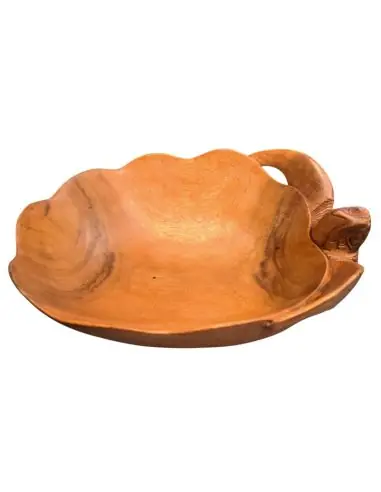 Grand vide-poche en bois sculpté décor Tortue de mer 29cm