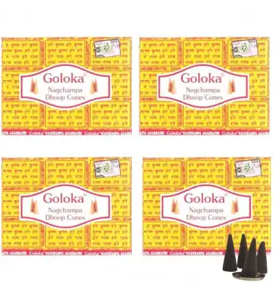 Encens Indien Nag Champa - 4 boîtes de 10 cônes | Goloka