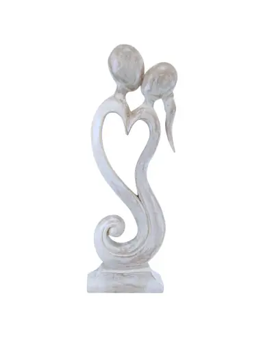 Statue Abstraite "Couple en Fusion" 50cm en bois | Cadeau d'Amour