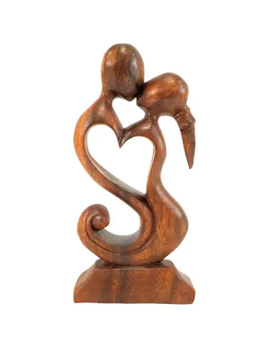 Sculpture bois 20cm "Couple en Fusion" | Preuve d'Amour