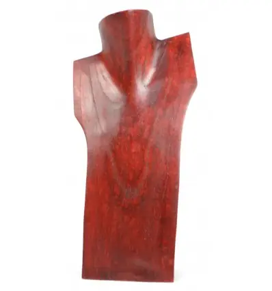 Buste Présentoir à colliers en bois 30cm | Finition "Rouge Intense"