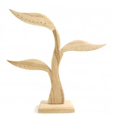 Arbre à Boucles d'Oreilles en bois 28cm | Finition "Bois brut naturel"