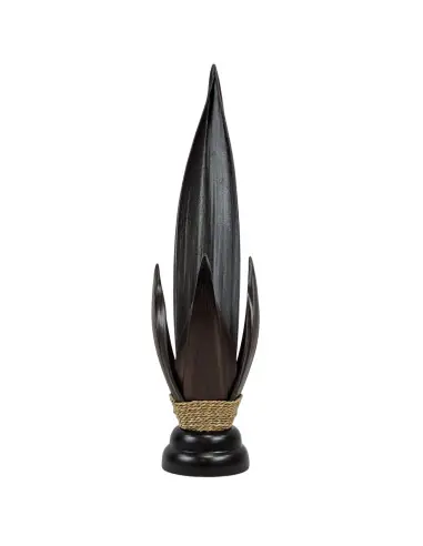 Grande Lampe de Salon en Feuilles de Cocotier et Acajou 75cm | à équiper