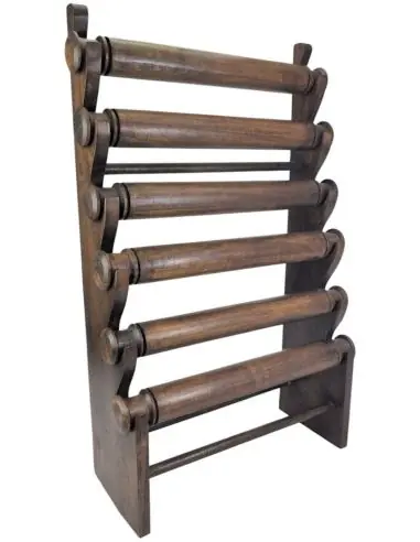 Maxi Présentoir Professionnel pour Bracelets et Montres 6 joncs en bois | Finition "Chocolat"
