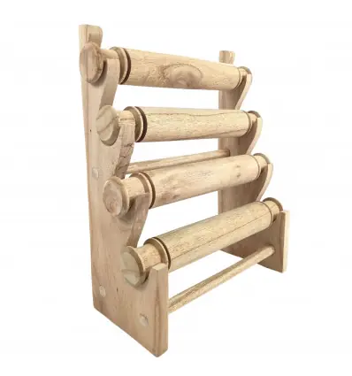 Grand présentoir à bracelets et montres 4 joncs en bois | Finition Bois brut naturel