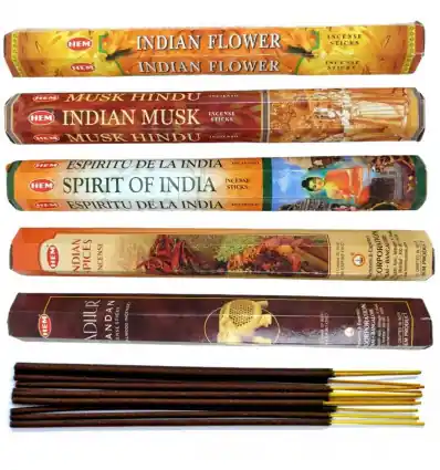Assortiment d'encens "Voyage aux Indes" 5 parfums / 100 bâtons | HEM