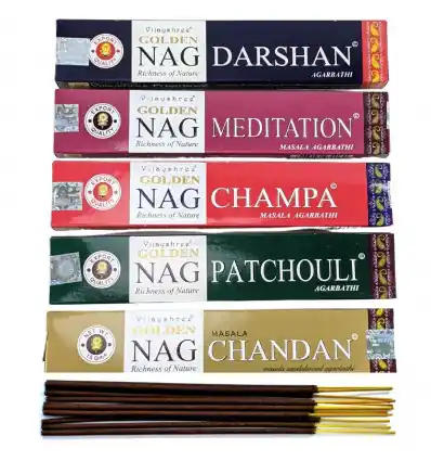 Assortiment d'encens indiens "Golden Nag" 5x15g | Vijayshree