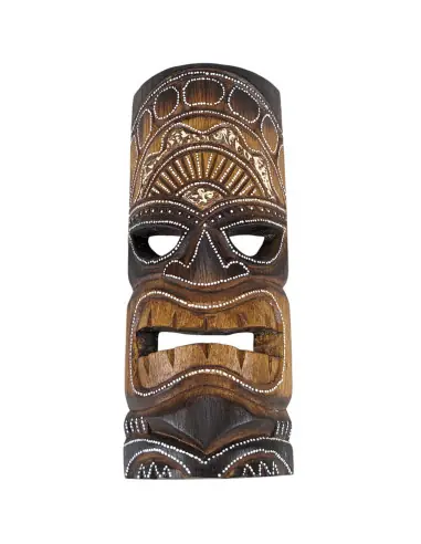 Masque Tiki 30cm en bois. Décoration Maori Tahiti Polynésie.