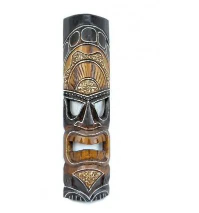 Masque Tiki Polynésien 50cm en bois. Décoration exotique.
