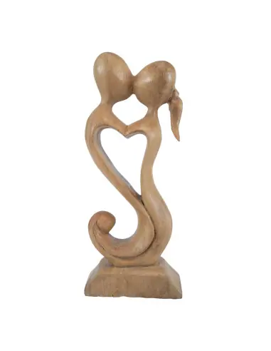 Statuette en bois "Couple en Fusion" 20cm | Cadeau Noces de Bois