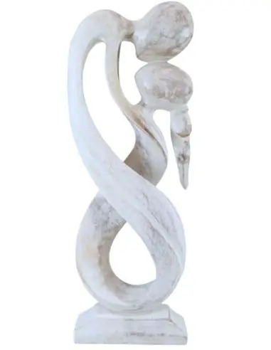 Sculpture Couple Amoureux "Union Infinie" 50cm en bois | Cadeau Saint-Valentin