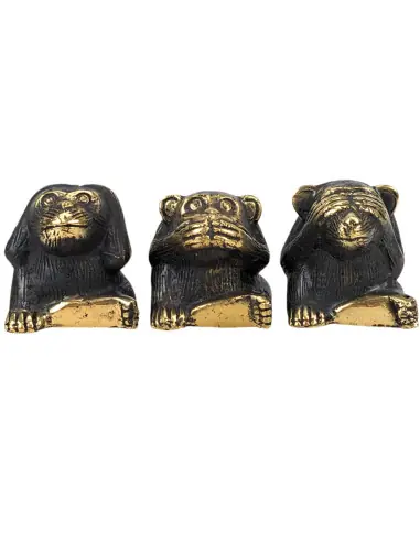 Les singes de la sagesse. 3 Statuettes déco en laiton 4cm
