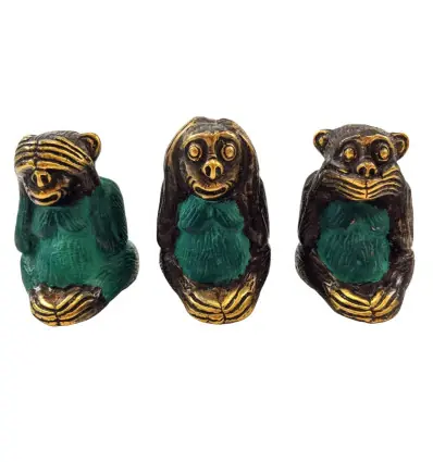 Les singes de la sagesse. 3 Statuettes déco en laiton 7cm