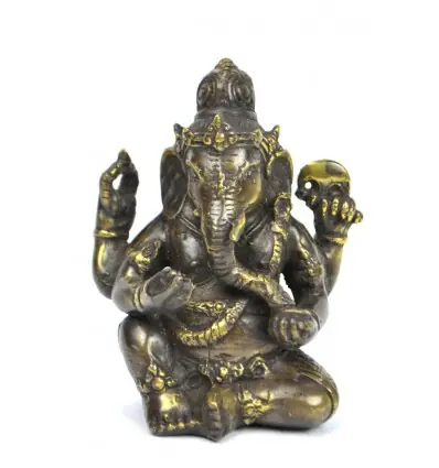 Statuette Ganesh en laiton 12cm. Artisanat asiatique.
