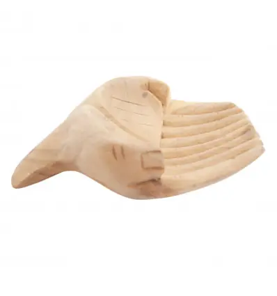 Sculpture Mains en bois. Vide-poche / présentoir à cartes de visite. Finition brute.