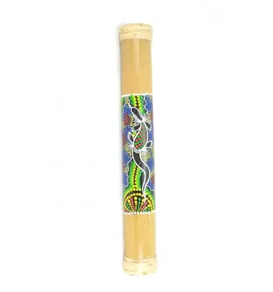 Rainstick 40cm, Bâton de Pluie en bambou, décor peint à la main.
