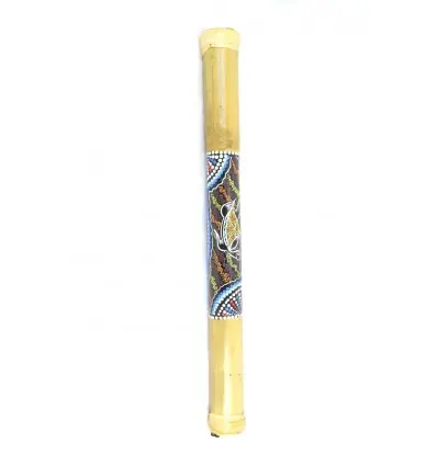 Bâton de Pluie en bambou, Rainstick 60cm décor peint à la main.