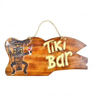 Grande plaque / enseigne en bois "Tiki Bar" 50cm fabrication artisanale.