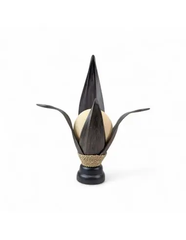 Lampe Exotique en Feuille de Cocotier & Acajou 50cm